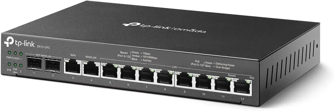 ER7212PC |   Roteador Omada, switch PoE e controlador Roteador VPN Gigabit 3 em 1 |   Até 4 WAN