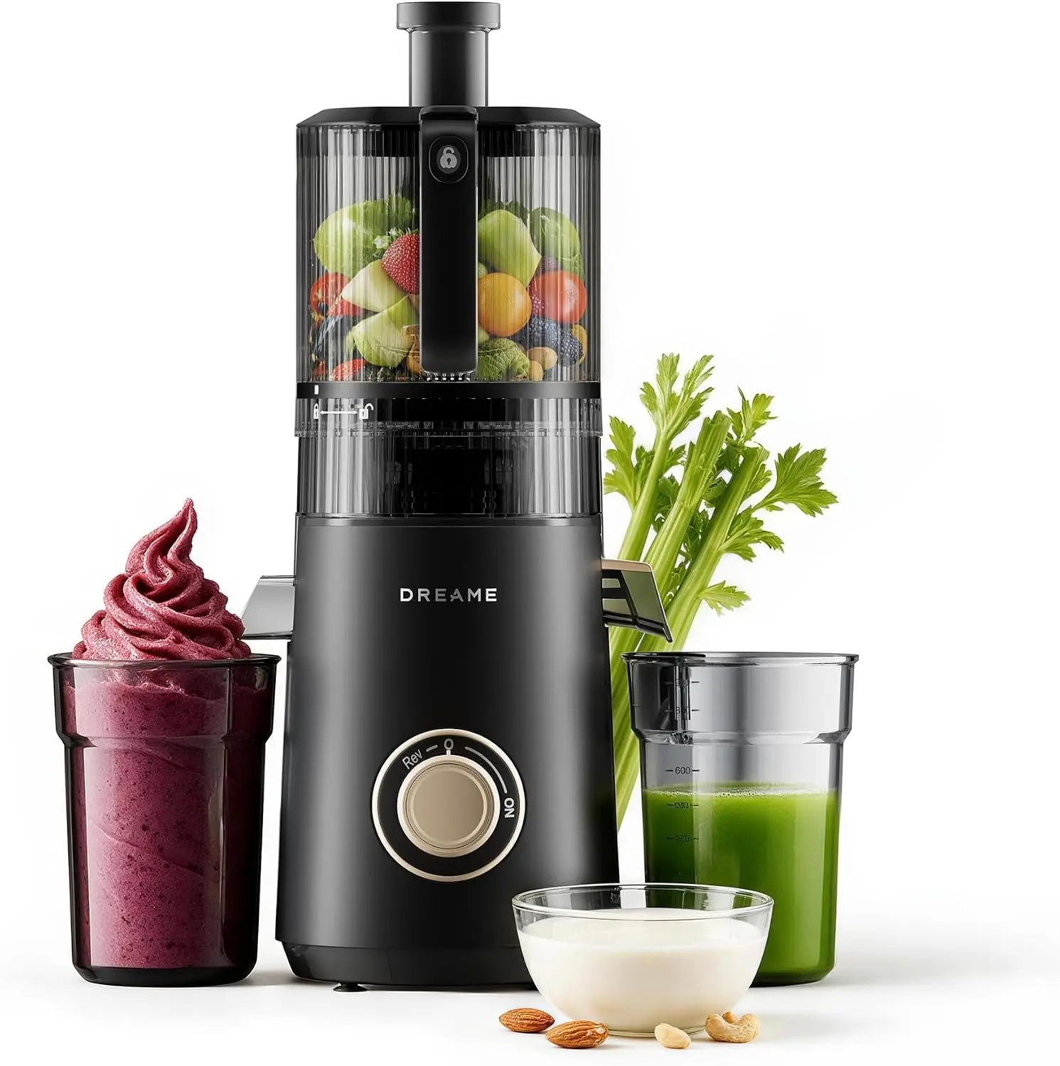4-in-1 Cold Press Juicer Machine, 300W Juice Extractor with 5.4-Inch Large Feed Chute