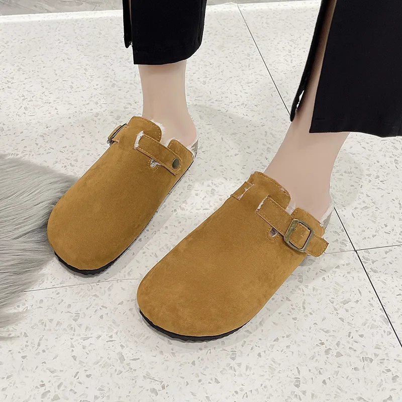 Comwarm Plüschfutter-Hausschuhe für Damen und Herren, rutschfeste Indoor-Slides, flauschige, bequeme Outdoor-Unisex-Mules mit verstellbarer Schnalle – Detail 5
