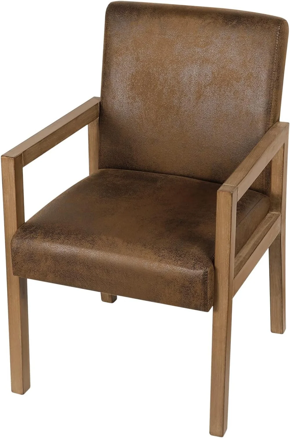 Dining Chairs, Upholstered Faux Leather Dining Chairs with Arms, Mid Century Modern Accent Chairs for Living Room, Arm Chairs