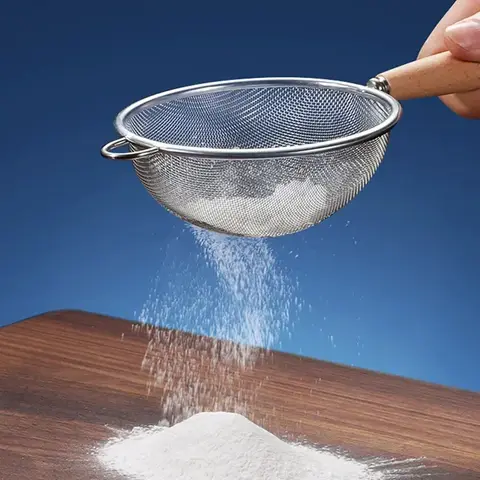 나무 손잡이 스테인레스 스틸 작은 소쿠리 두유 주스 차 잔류 필터 스크린 베이킹 도구 밀가루 스크린 Best5