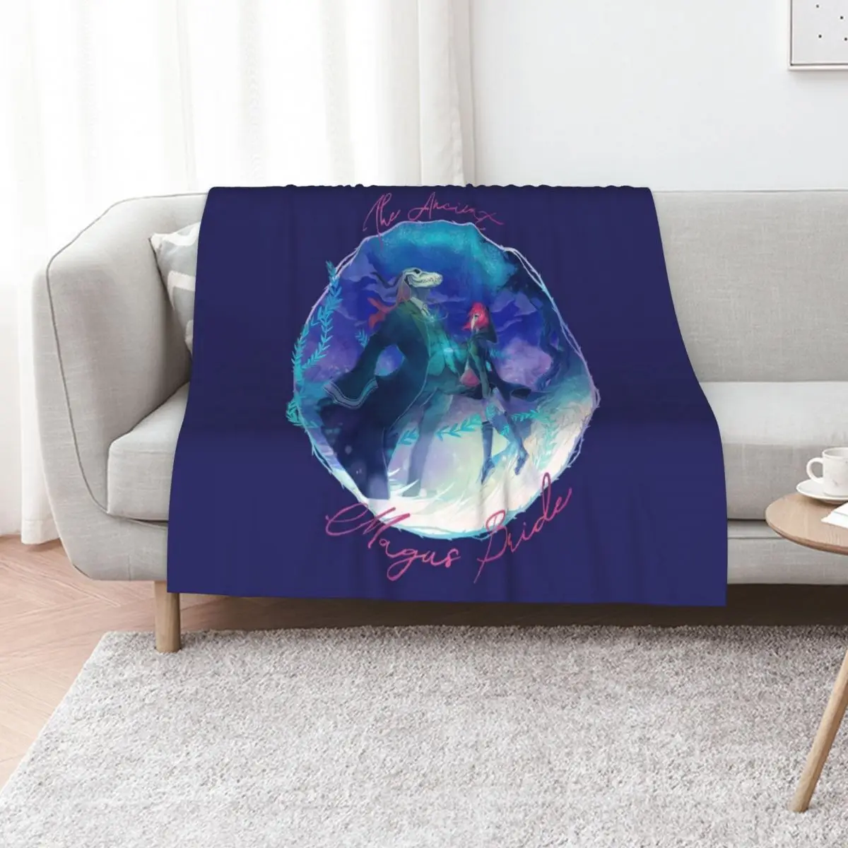 The Ancient Magus Bride - Mahoutsukai no. Yome typo poster (square ver.) Throw Blanket valentine gift ideas Stuffeds Blankets