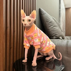 Pink Cotton Coat for Sphynx Cat in Autumn Soft Cartoon Sweatshirt for Kittens Warm Cute Rabbit Undercoat for Devon Rex in Winter