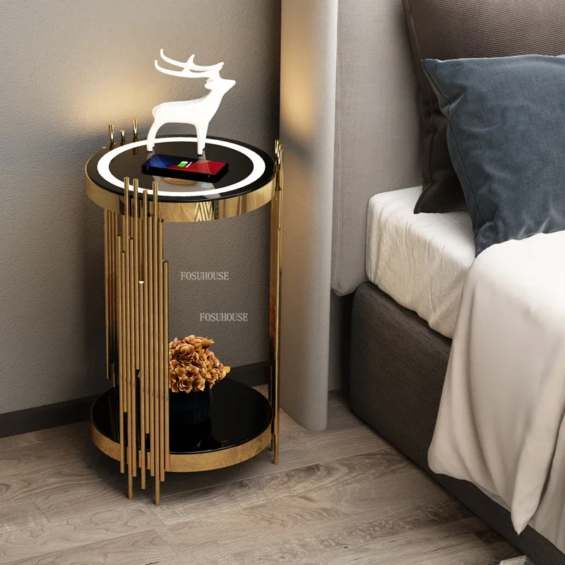 Nordic Bedroom Smart Bedside Table Wireless Charging Room Nightstands Bedroom Dresser Modern Luxury Storage Schrank Furniture