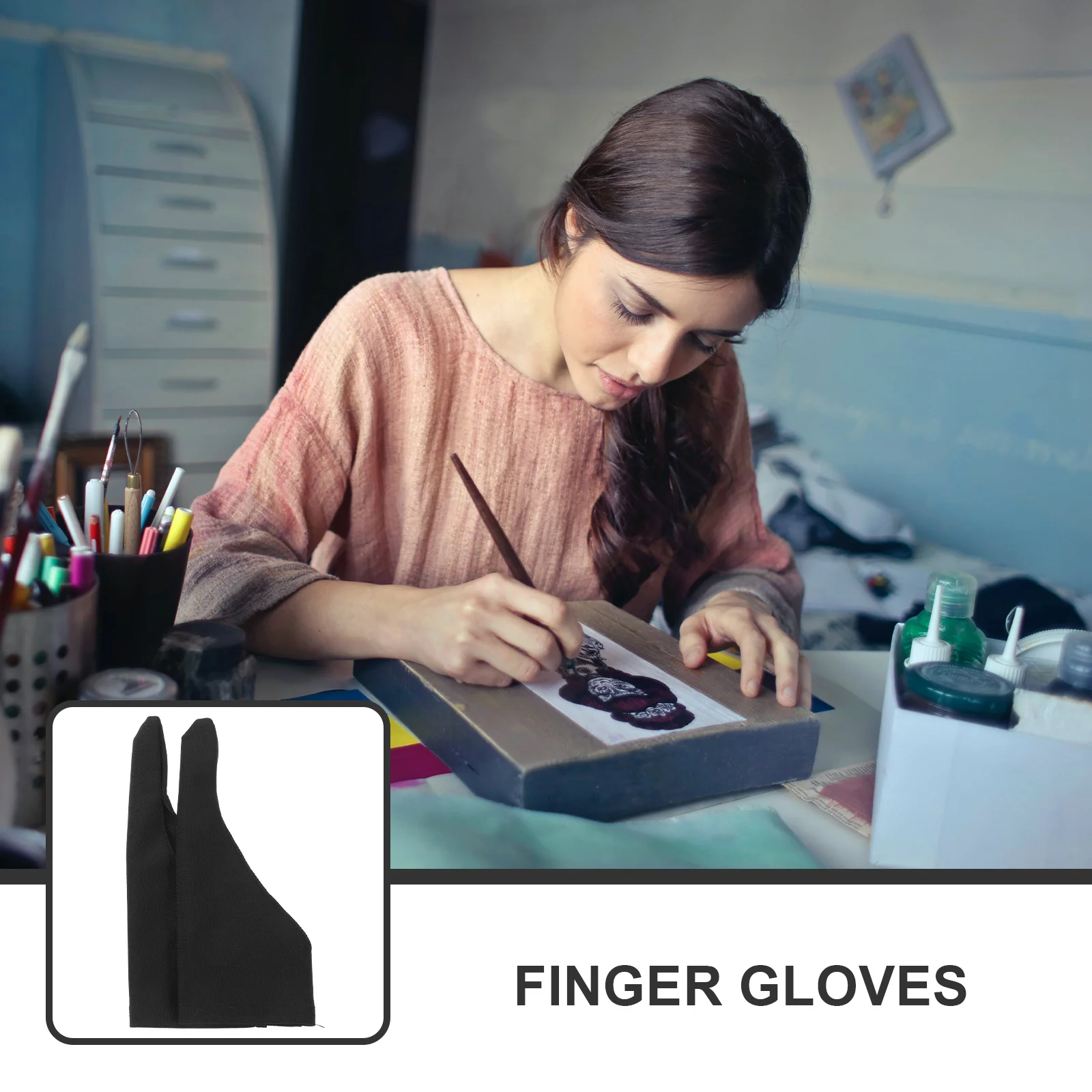 

4 pcs Anti-Sweat Dirt-Proof Finger Guard Gloves For Thumb Stop Painting Work Breathable Fabric Protection Finger