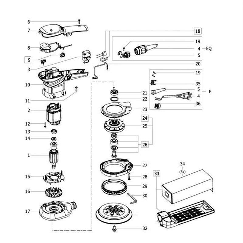 Imagem -03 - Festool-máquina Elétrica de Vibração Redonda Ecreasted Rotor de Escova de Carbono Cabo de Alimentação do Rotor Disco de Moagem Ets 1503 5eq-plus Parts 576074