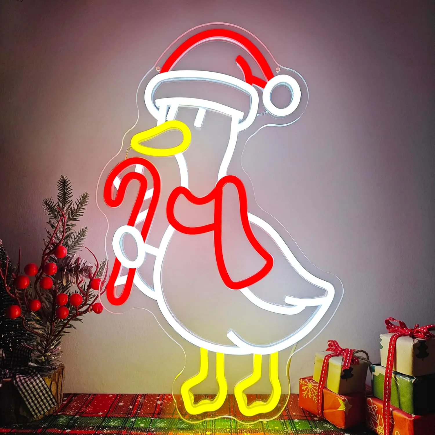 عيد الميلاد أوزة النيون تسجيل سخيف أوزة ضوء النيون تسجيل لغرفة النوم LED تسجيل الشتاء عطلة النيون جدار ديكور أوزة هدية للعائلة