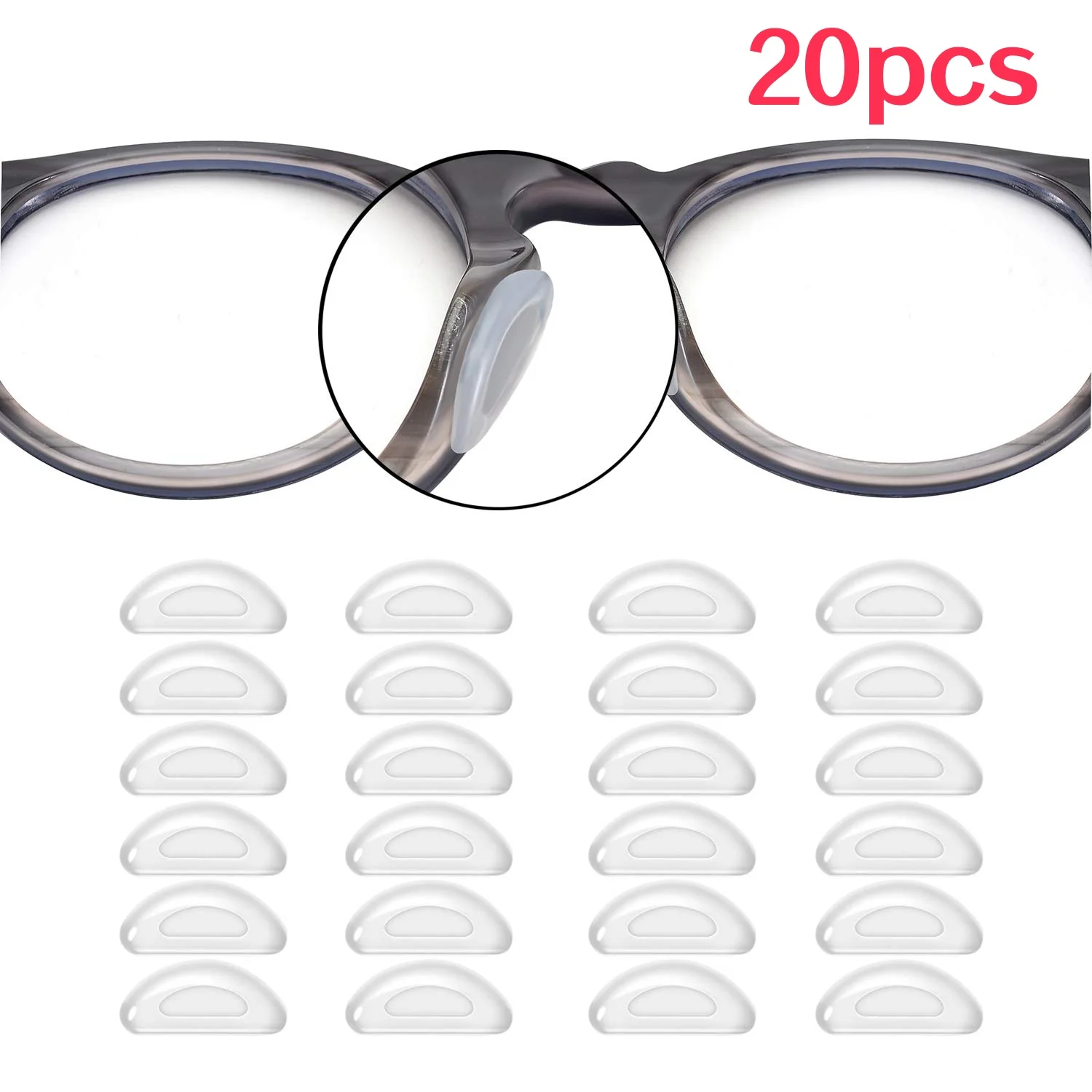 20Pcs Klebstoff Nase Pad Nicht-slip Licht Brillen Nase Unterstützung Eng Anliegende Silikon Gläser Nasen Halter Zubehör – Detail 1