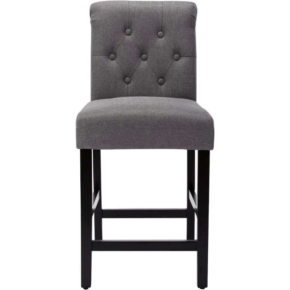 Counter altura bar tamborete, cadeiras estofadas, tecido bar tamborete, conjunto de 4, 24 polegadas