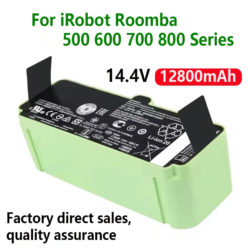 【Premium】High-Capacity 12800mAh Battery Fit for iRobot Roomba 600/700/800/900 Series (960/895/890/860/695/680/690/675/640/614)