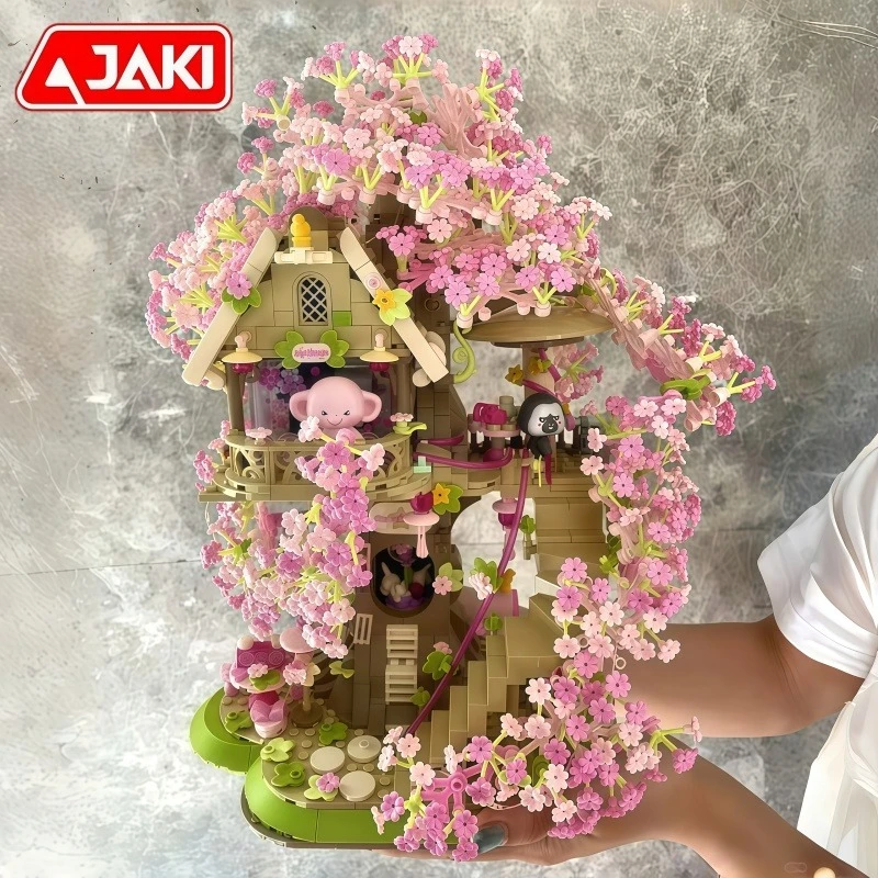 JAKI Sakura Baumhaus Spieluhr Zusammenbau Bausteine Anime Modell Desktop Sammeln Ornamente Kinder Urlaub Geschenke