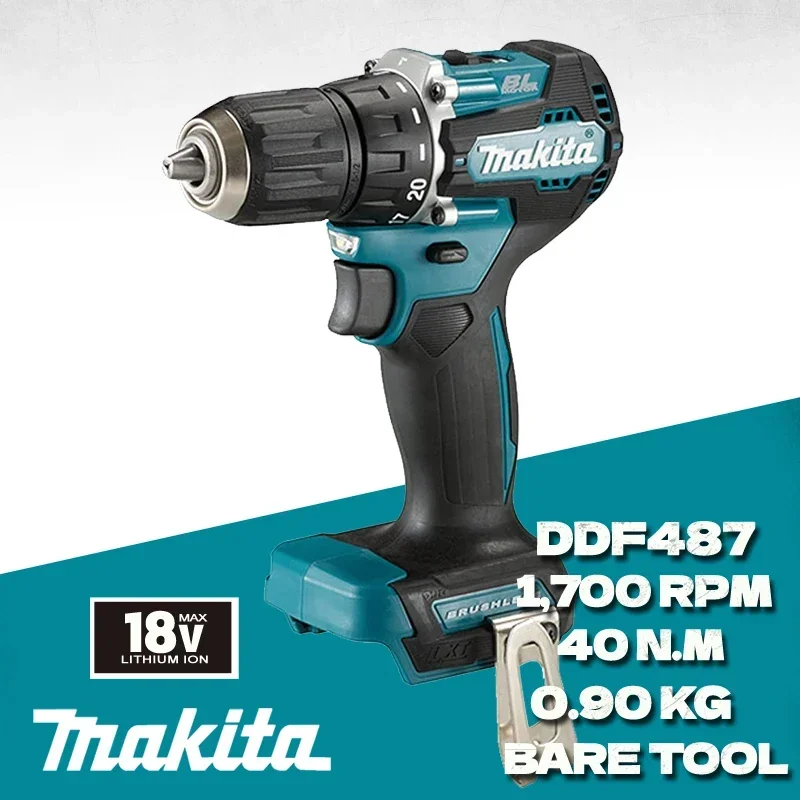 Makita DDF487 18V LXT Cordless Brushless Drill Driver 13mm 1700rpm Compact Driver Drill Power Tool Electric Screwdriver DDF487Z