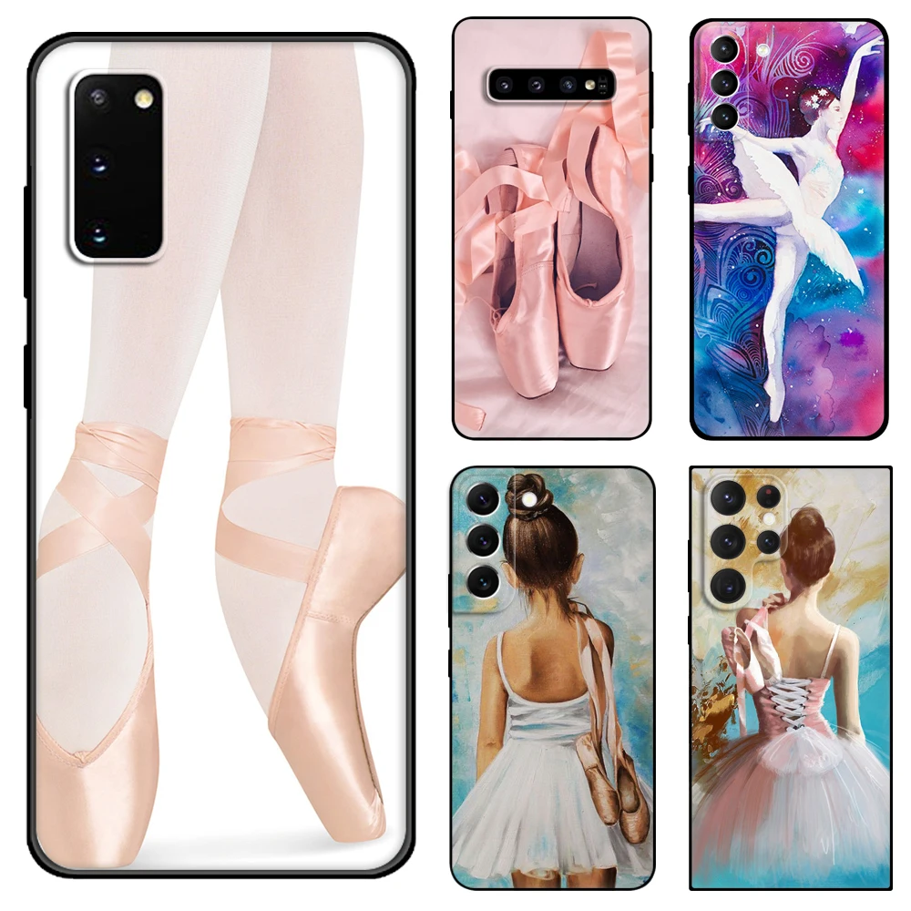 Black tpu Case Ballet Dance Girl Ballerina ballet For Samsung galaxy S22 S20 S21 FE PLUS ultra+S10 E lite back cover