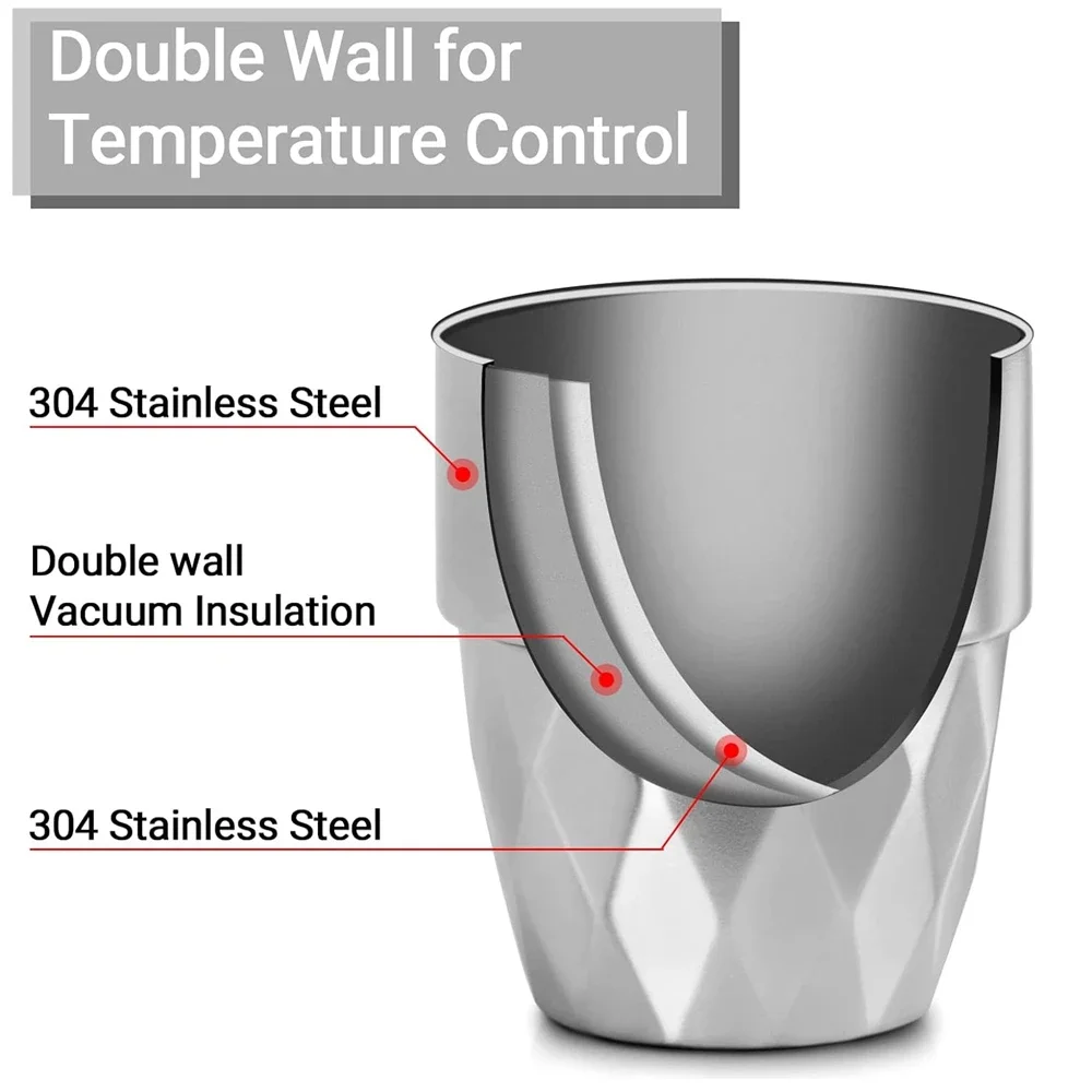 3 Pack 300ml Stainless Steel Double Wall Cups Tumbler Stackable Water Glasses Insulated Metal Cup Drinking Tool for Camping Home