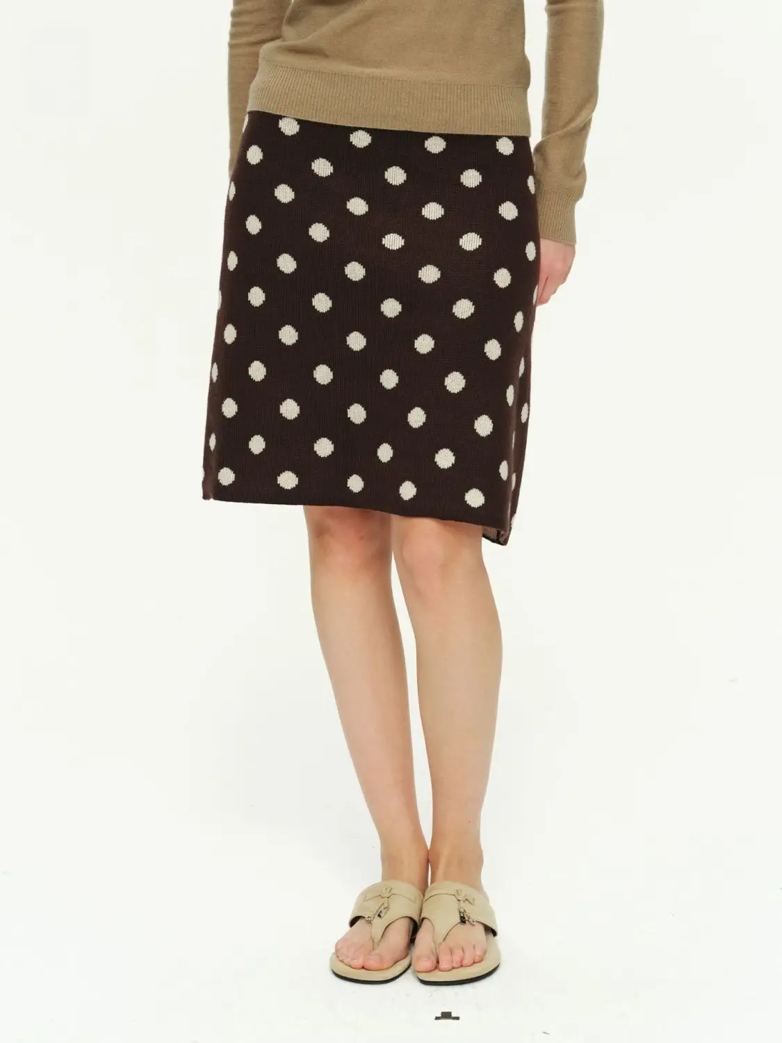 American Retro Vintage Polka Dot Knit Skirt High Waist Stretch Slim Fit Midi Skirt Sweet Elegant Women Date Party All-match New