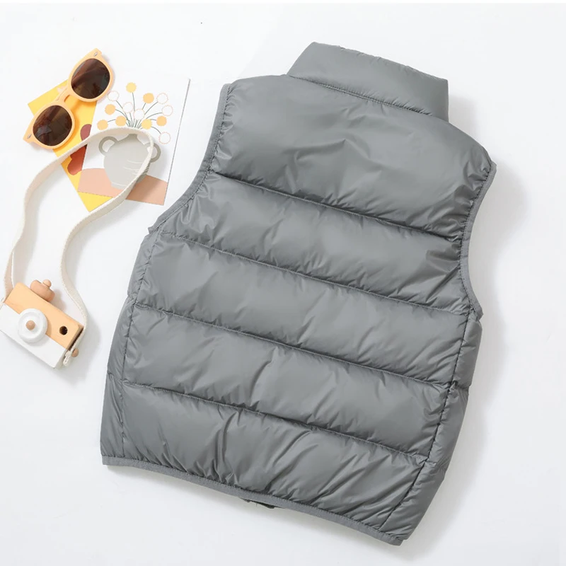 0-10℃ 2-14 Years Kids Duck Down Waistcoats Autumn Winter Boys Girls Sleeveless Puffer Jackets Children Vest Coat Warm Lining