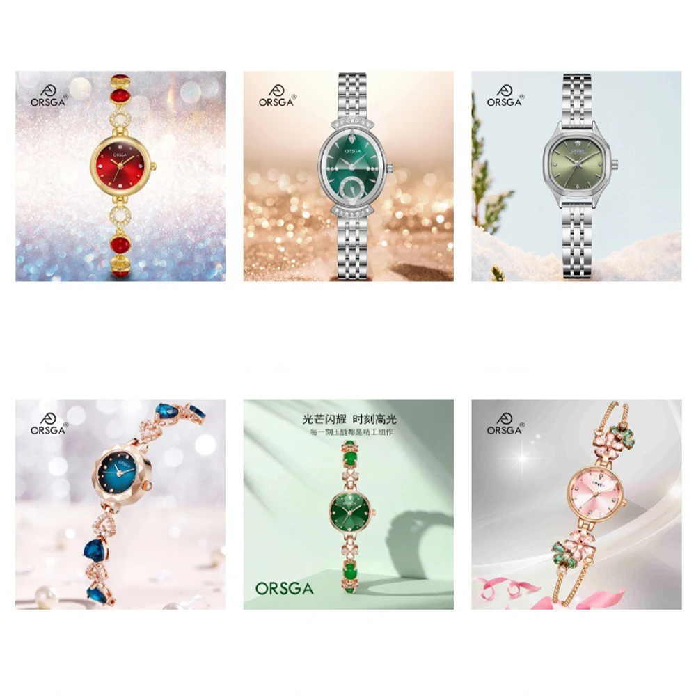 ORSGA Luxury Women's Watch  Exquisite Diamond-Studded Bracelet Style Waterproof Quartz Wristwatch Bracelet-Style Women's Watch