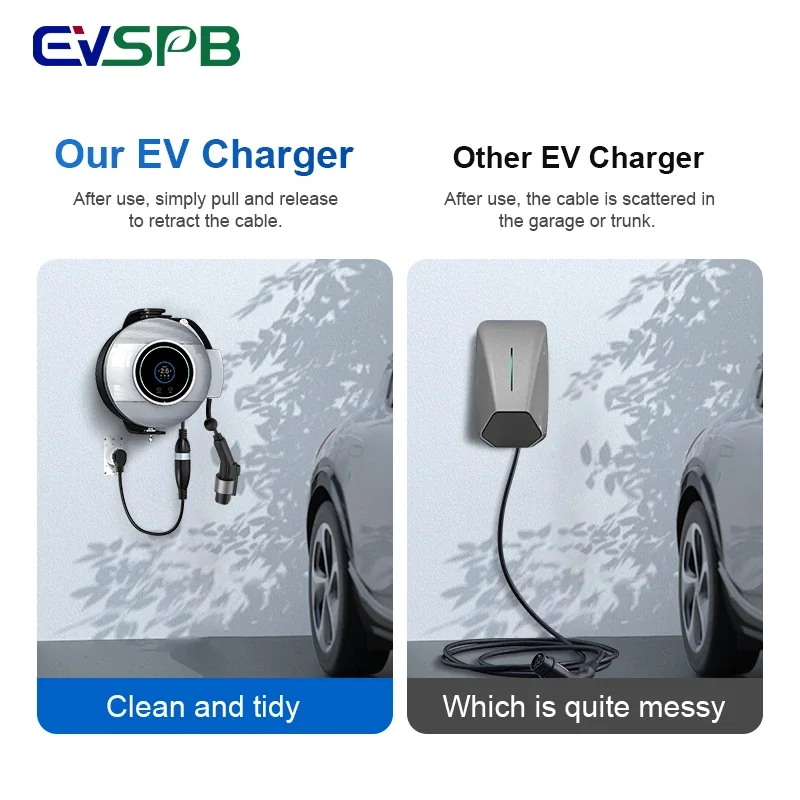 Carrete de Cable cargador EV retráctil estación de carga para el hogar nueva condición portátil Ev Wallbox Ev pila de carga