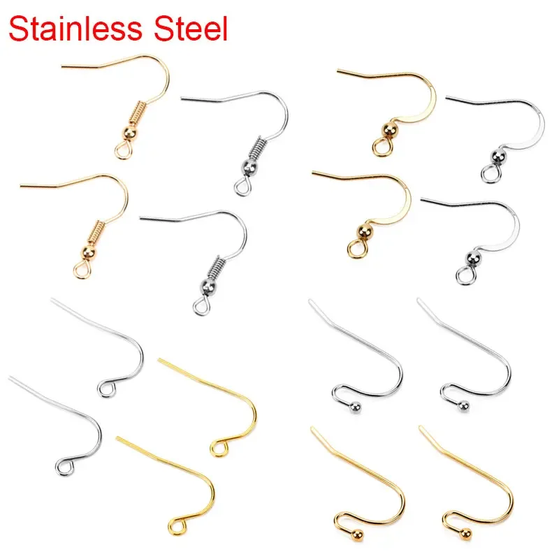 

50pcs/lot Anti Allergy Stainless Steel Earring Hooks Findings Hypoallergenic Earrings Clasp Wire Supplies For Diy Jewelry Making