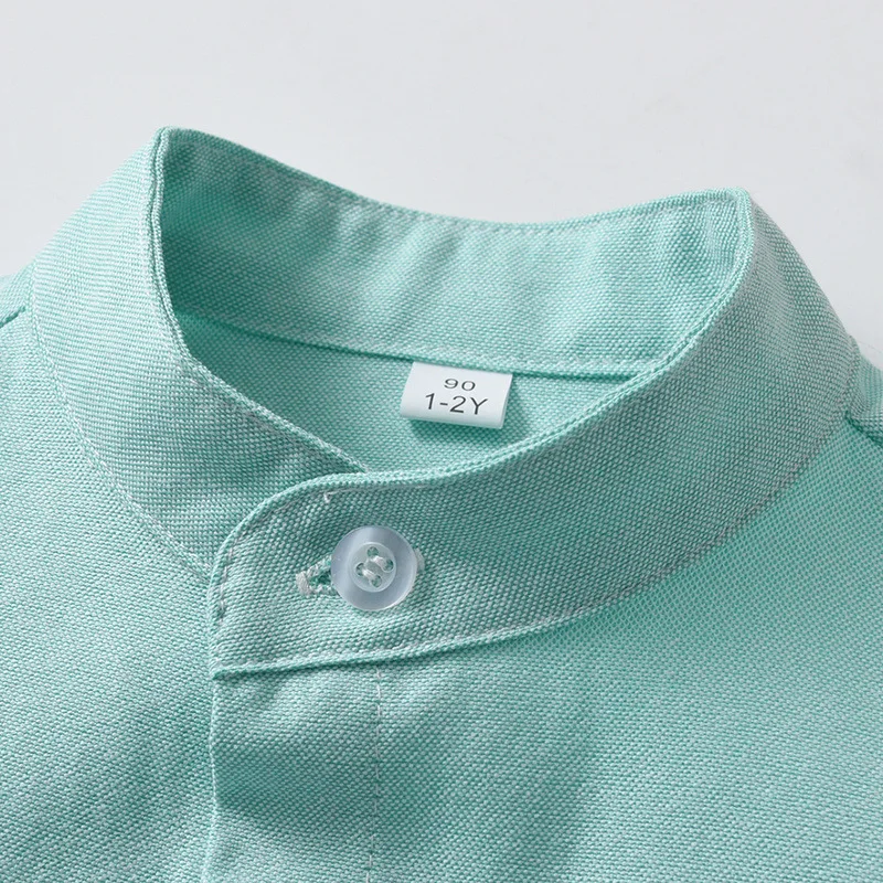 Boys Cotton White Long-Sleeved Shirt Spring New Children\'s Baby Formal Mandarin Collar Buttons Cardigan Shirts With A Pocket
