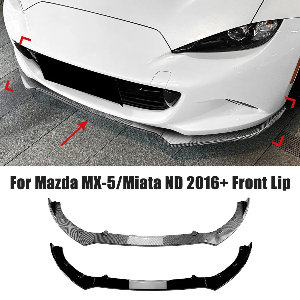 For Mazda MX-5/Miata ND 2016+ Car Front Bumper Front Spoiler Diffuser ABS Plastic Auto Exterior Guard Decoration Accessories