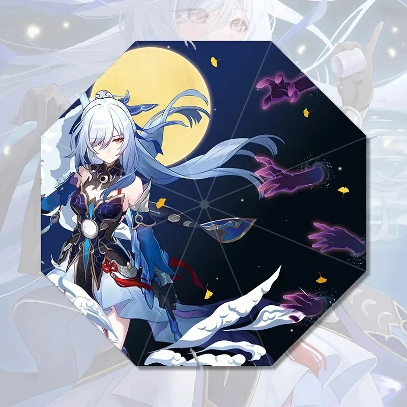 Honkai スターレール フライト傘 Raincoa 折りたたみ UV ブロック ブラック パラソル Honkai Impact 3 ゼーレ 原神 アニメ傘 パラソル