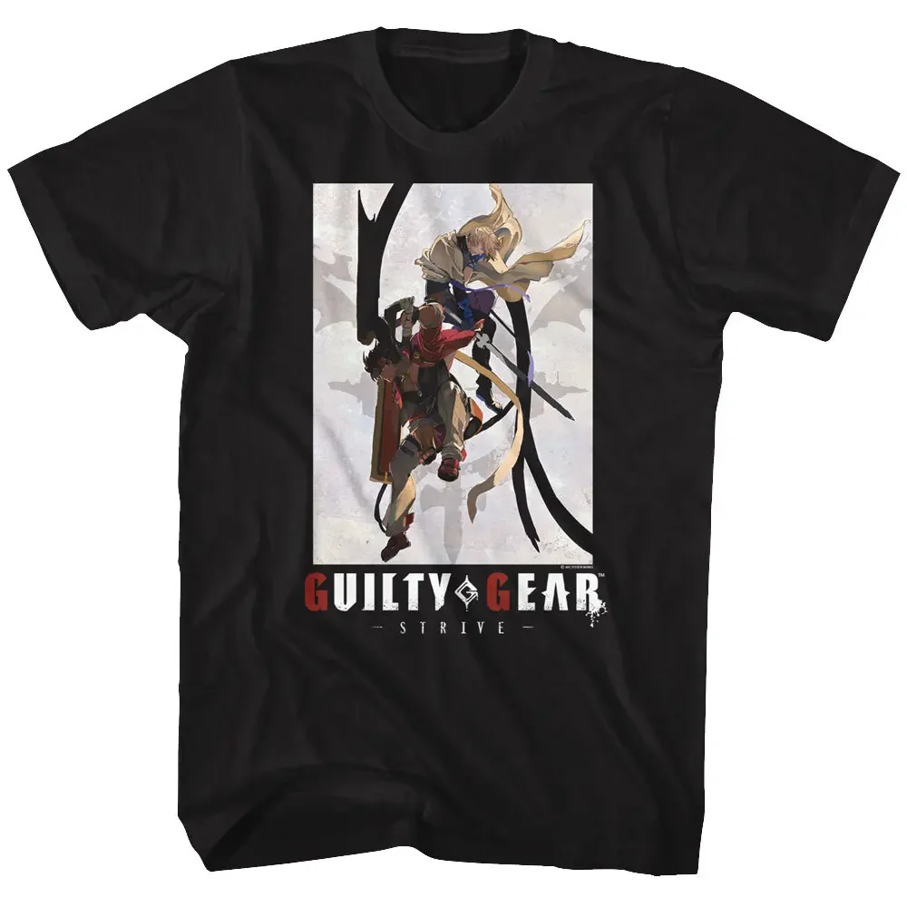T-shirt pour hommes avec motif des personnages de combat de Guilty Gear Strive Arc, jeu vidéo Sol contre Sin.