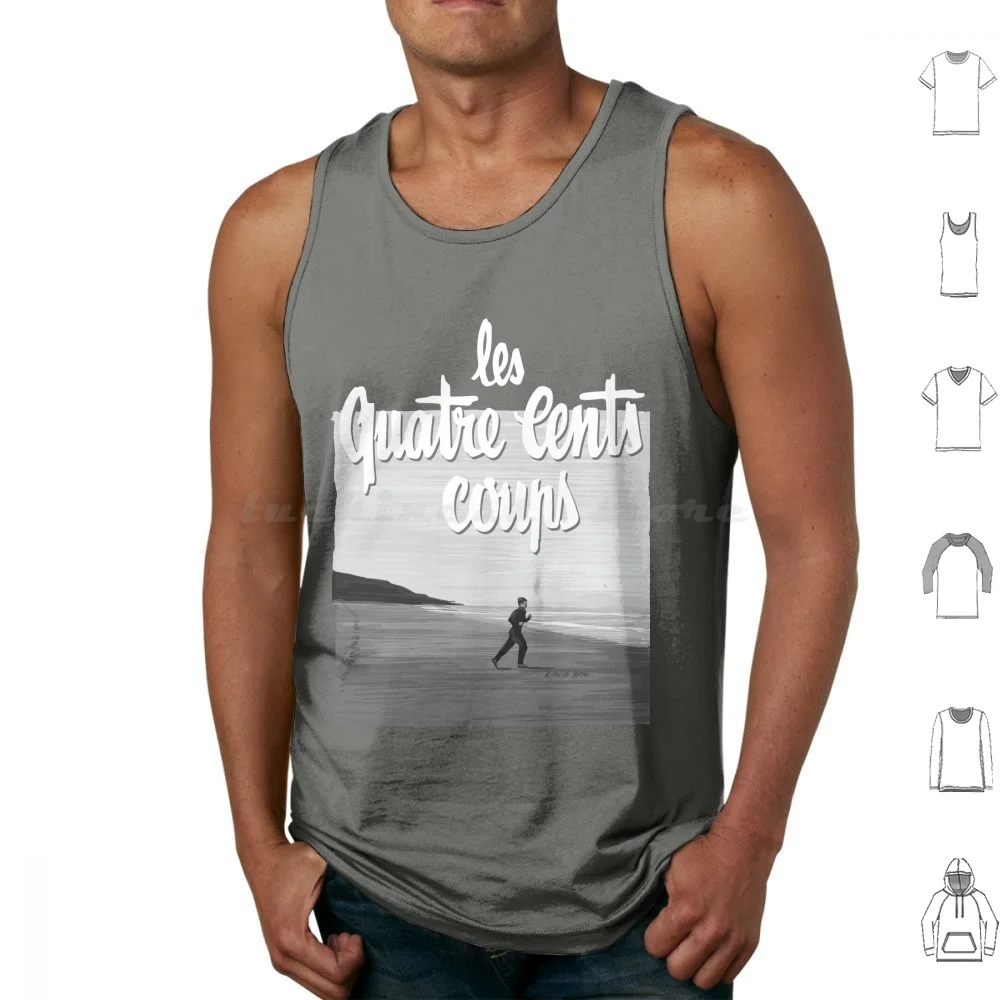 Francois Truffaut-400 Blows / 400 Coups Illustration Tank Tops Print Cotton Francois Truffaut Nouvelle Vague Retro Classic