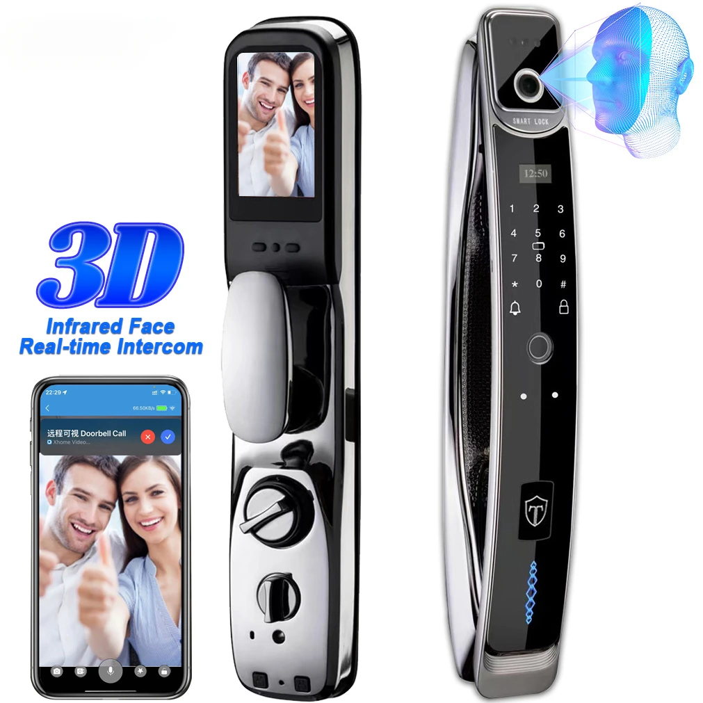 

Smart Door Lock With Video Intercom Face Recognition Fingerprint Password IC Card Unlock Wifi Digital lock