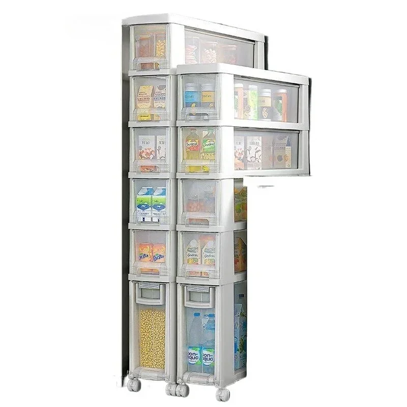 Drawer type kitchen multi-functional narrow slot locker household refrigerator gap storage rack ultra-narrow crack locker