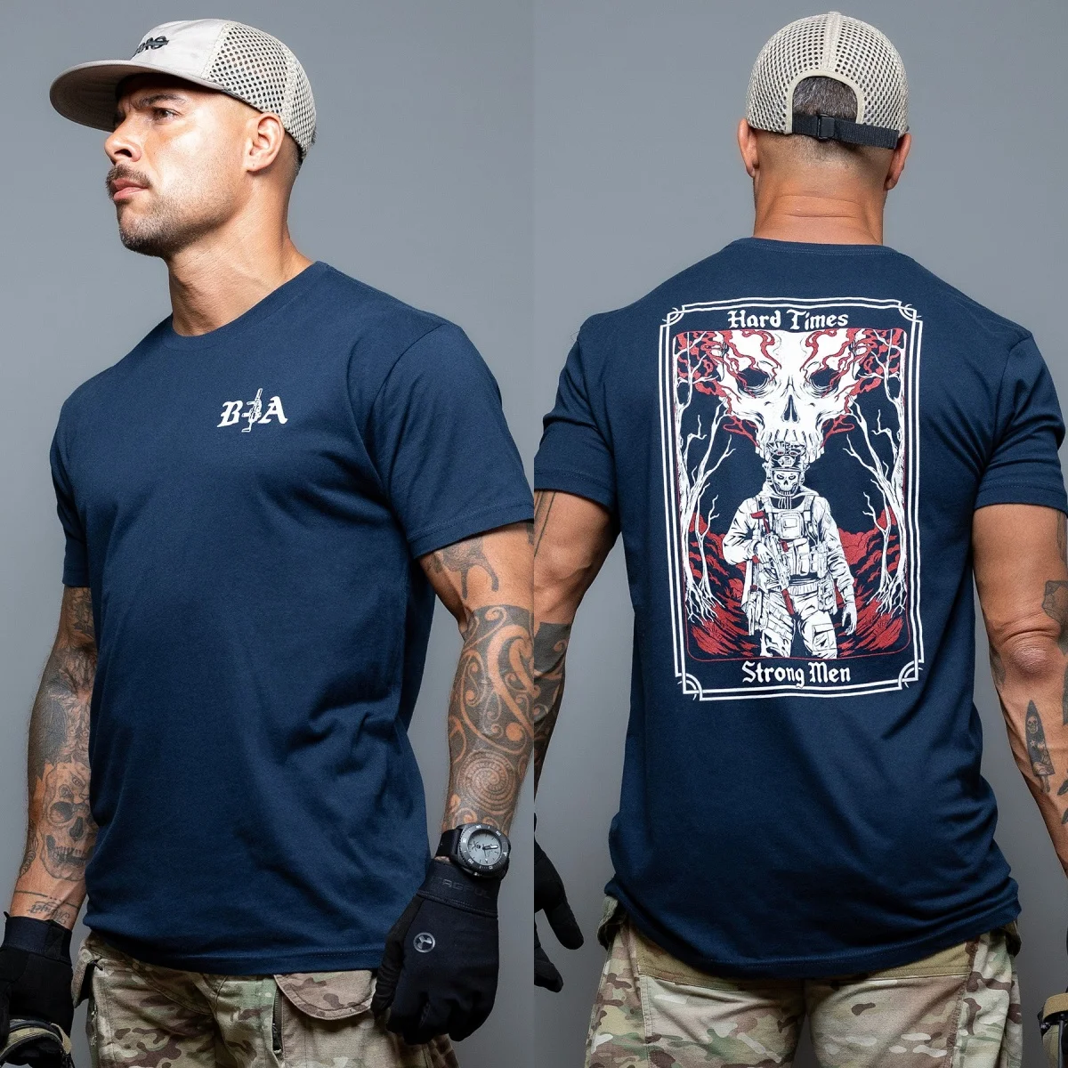 Best Hard Times - Strong Men _ T-Shirt Graphic Cotton Tee Printing High-end Luxury Unisex Style Both of Men and Women