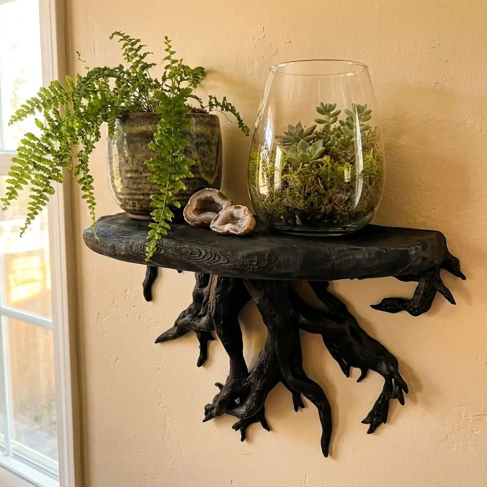 

3D Printed Tree Root Shaped Wall Rack Simulated Integrated Wall Mount Display Rack Stable Plastic Driftwood Wall Floating Shelf