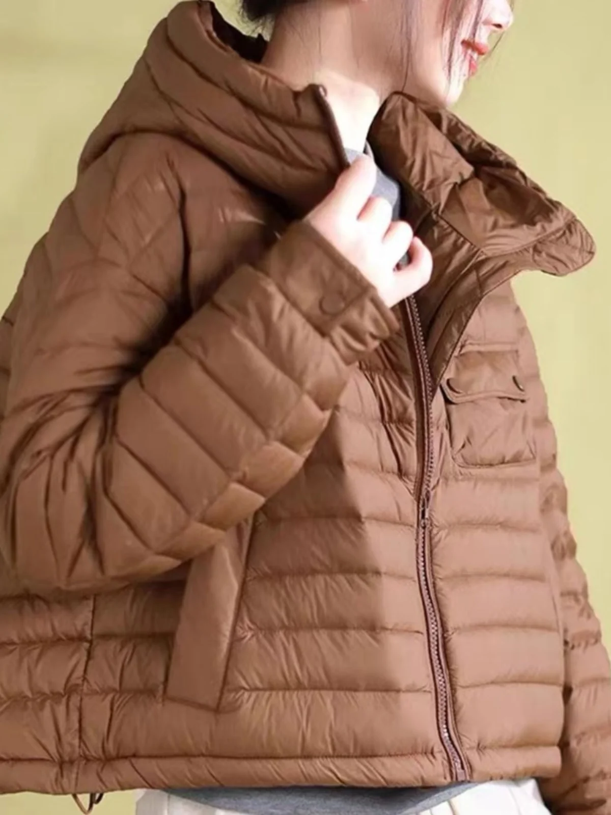 Fall Winter New Sle down Cotton Jaet ort Lightweight Loose Slimming Hooded Faion Trendy Warm Cotton Outerwear Coat