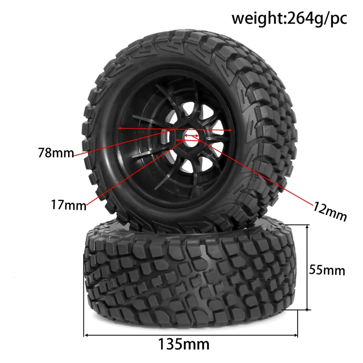 

A17I 4Pcs 135mm 1/7 1/8 Desert Short Course Truck Tire 17mm Wheel Hex for ARRMA Mojave UDR Yikong DF7 RC Car