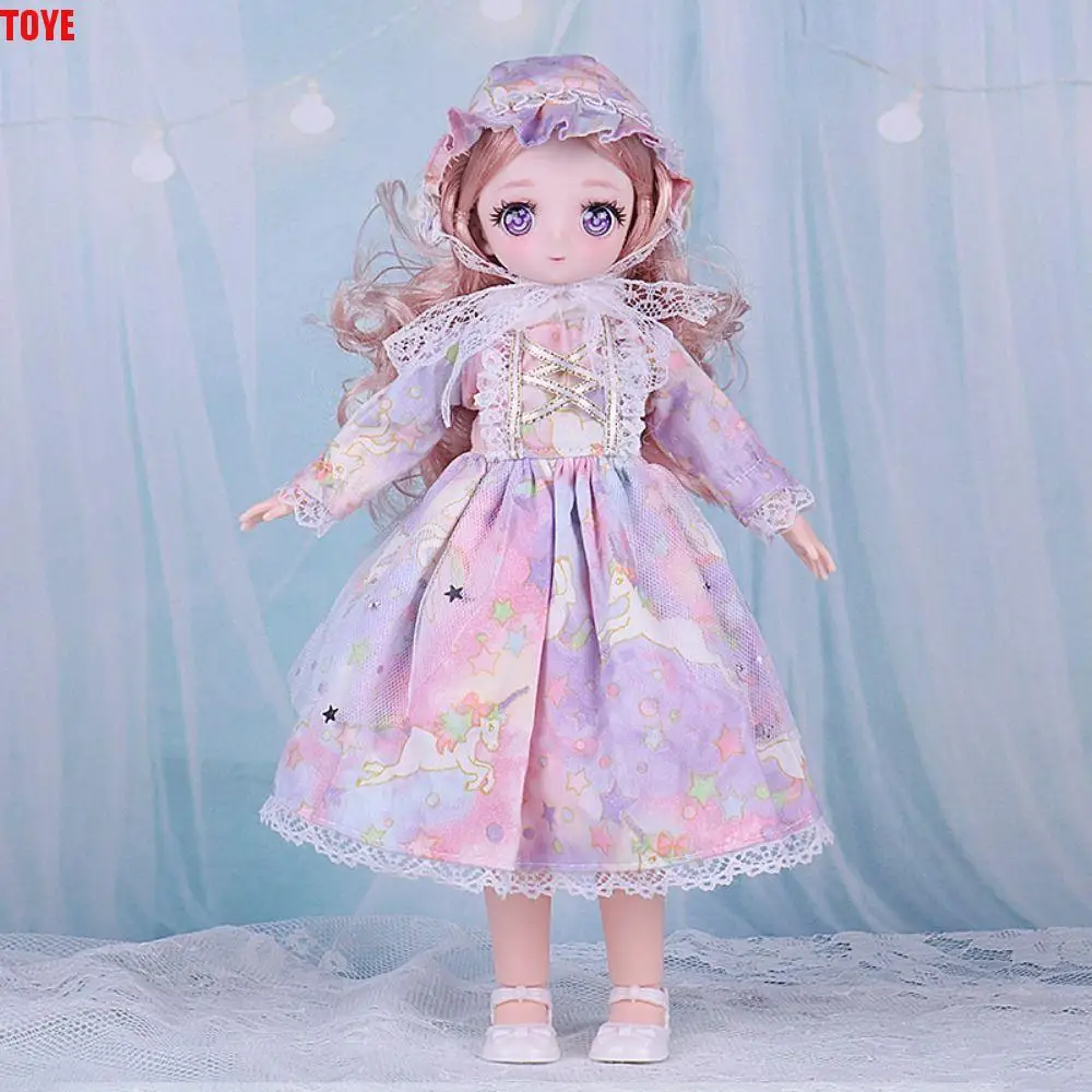 30 cm große Puppe mit rosa Augen und Kleidung, Prinzessinnen-Stil, mehrere bewegliche Gelenke, 1/6 Bjd-Puppe, 1/6 30 cm Kunststoff, 3D-Simulations-Scharnierpuppe