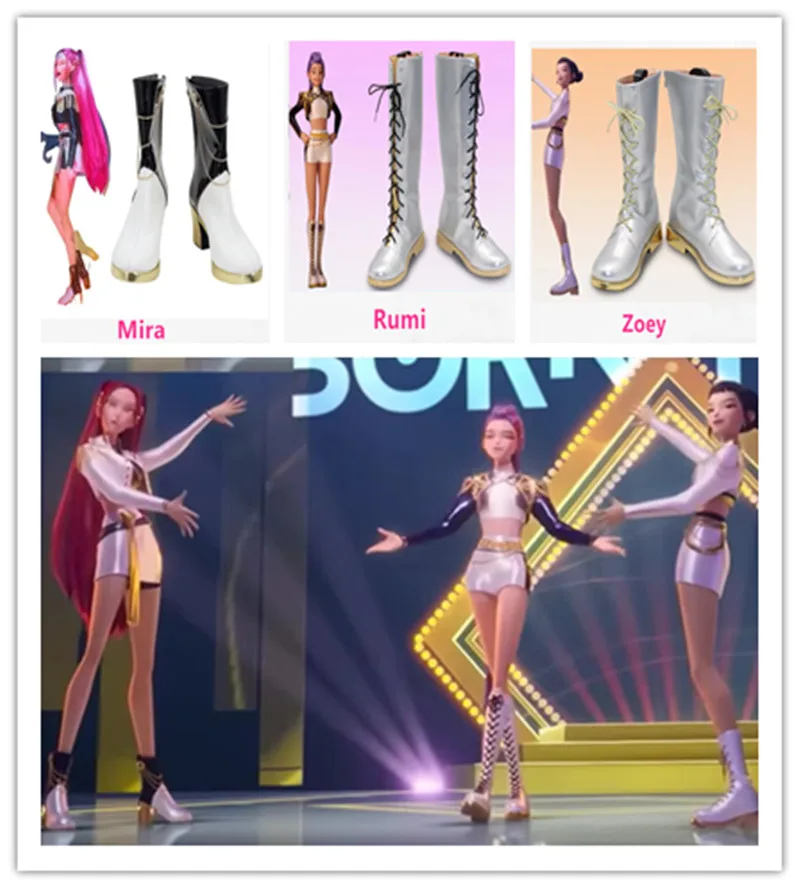 

KPOP Hunter Zoey Rumi Mira Косплей Костюм Обувь Сапоги ручной работы из искусственной кожи
