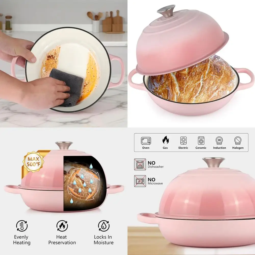 

Чугунная эмалированная кастрюля (6 кварт), идеально подходит для приготовления на закваске, запекания, тушения и супов, антипригарная посуда, для использования в духовке и на плите