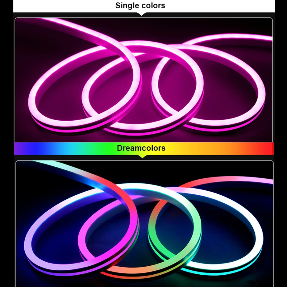 EU AU US UK Plug 12V LED Neon Strip Light Chasing Dreamcolor RGB Lamp Strip WiFi/Bluetooth/Remote Control Led Ribbon Waterproof