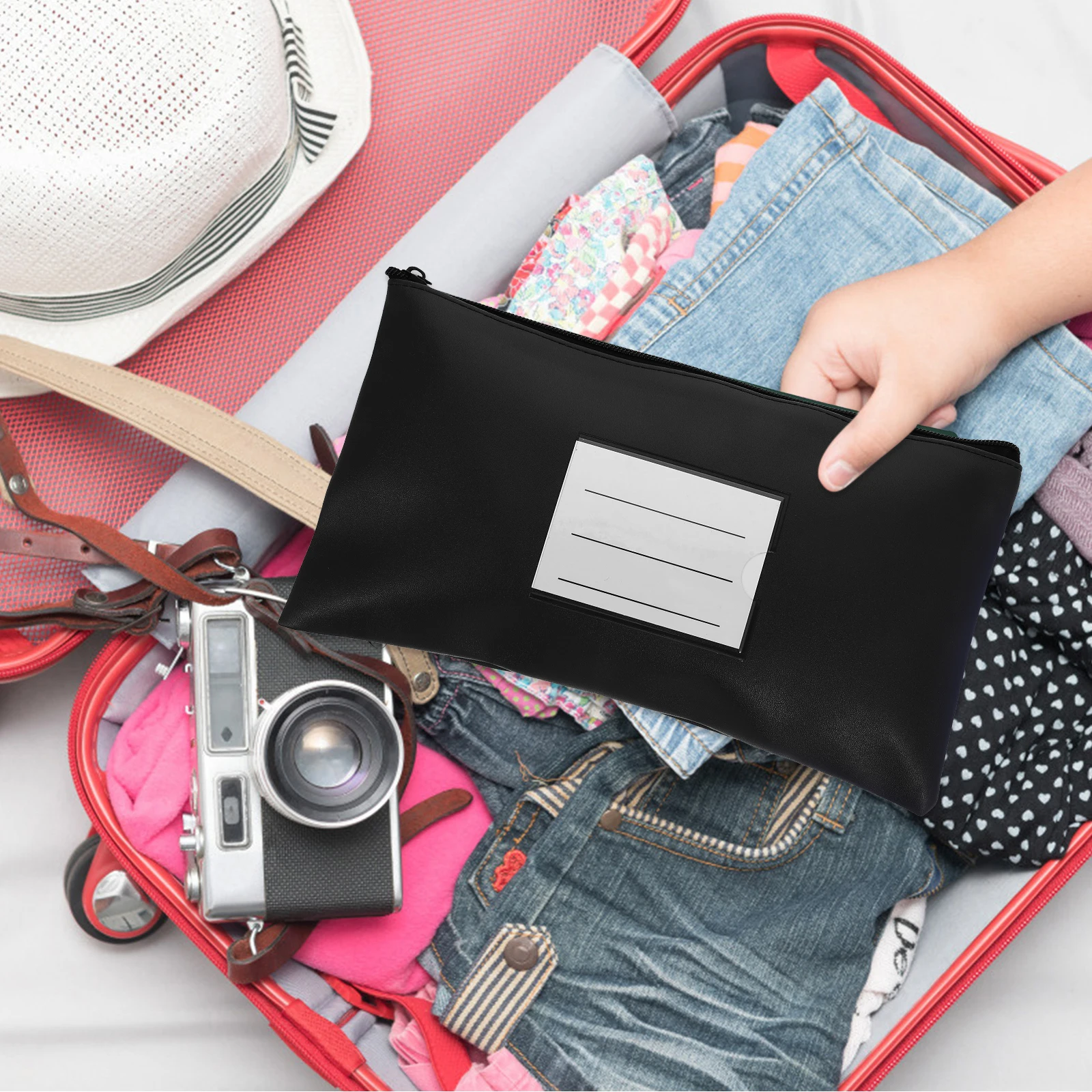 

PU Note Bag Storage Cash Pouch Black Zipper Money Organizer Receipts Envelopes Wallet Ticket Bank Small Money Bag