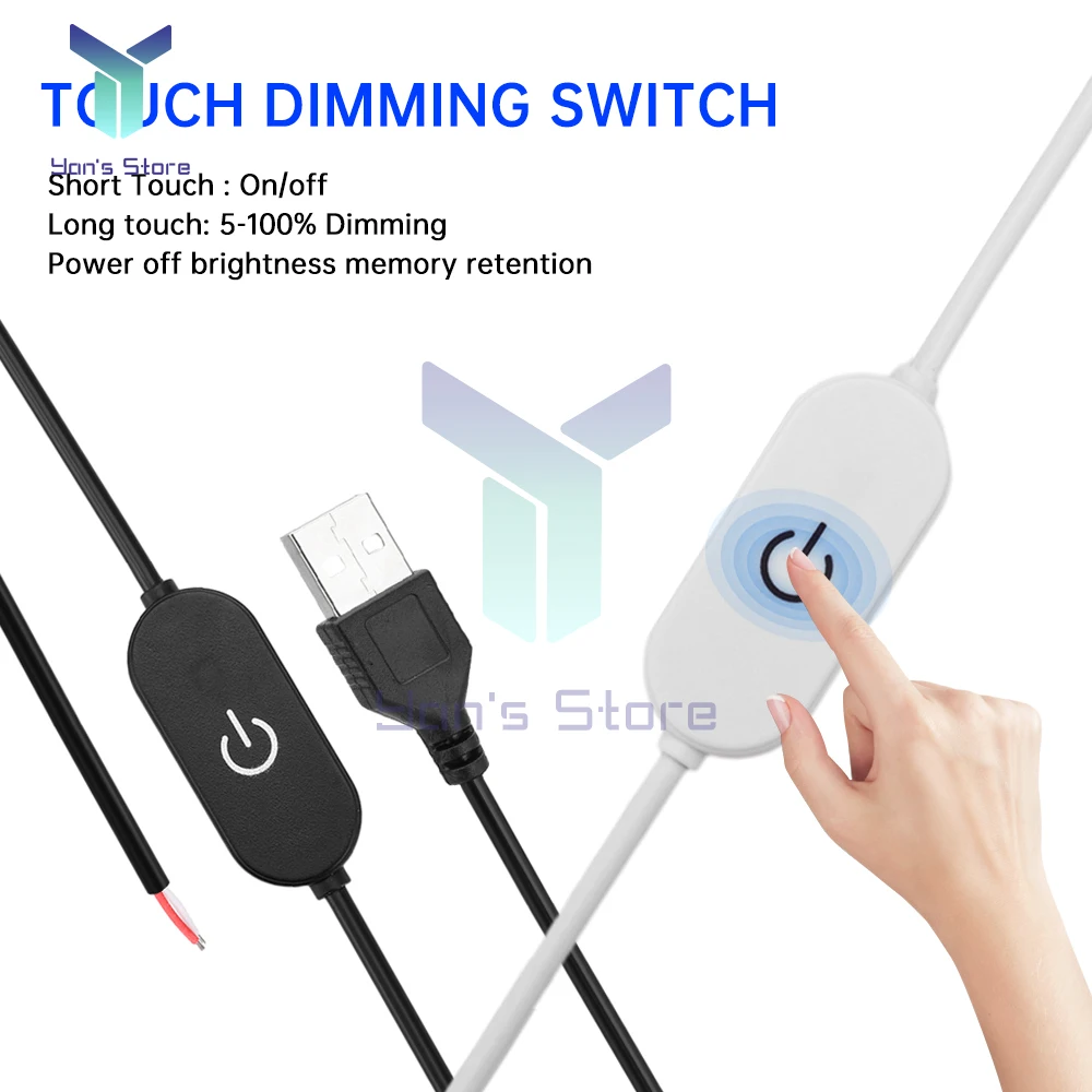 2A สายสวิตช์หรี่แบบสัมผัส USB/DC 5V 2.0ปฏิวัติเป็นสายรีโมทควบคุมแบบ2คอร์สำหรับไฟแถบไฟ LED ช่องเดียว