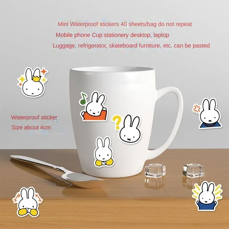 64 Sheets Miffy rabbit Cartoon Lovely Kawaii Sticker Small Pattern Waterproof Notebook Album Stickers Phone Case Decoration