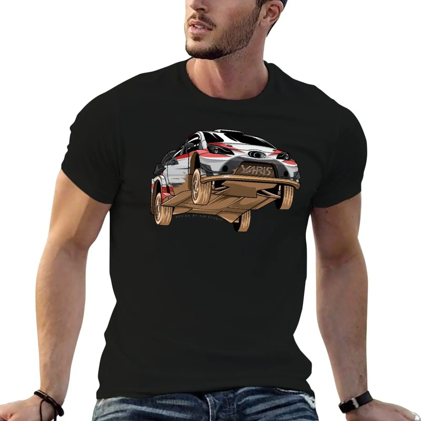 WRC yaris high jump T-Shirt customizeds summer clothes mens clothes