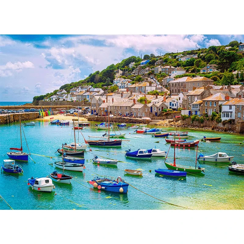 Serene UK Coastal Village Landscape Jigsaw Puzzle 500/1000/1200/2000PCS Relaxing Hobby Art Collectible Gift