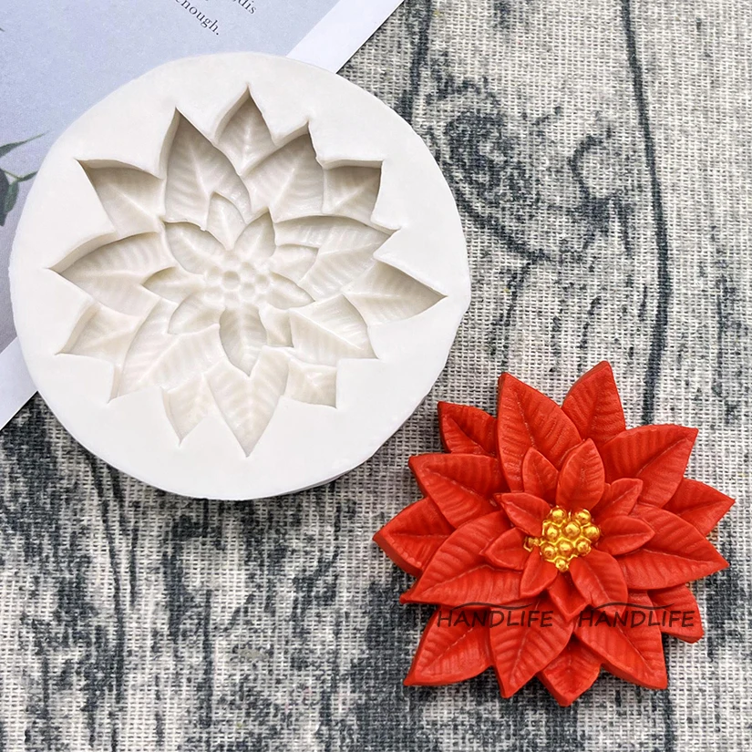 Weihnachtsstern Weihnachten Blume Silikon Sugarcraft Form Harz Werkzeuge Cupcake Backform Fondant Kuchen Dekorieren Werkzeuge – Detail 2