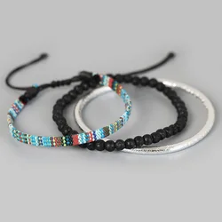 Surfer Bracelet Set for Men Women Handmade Boho Summer Jewelry Weave Cotton Braided Bracelets Friendship Bohemian Bangles Gifts