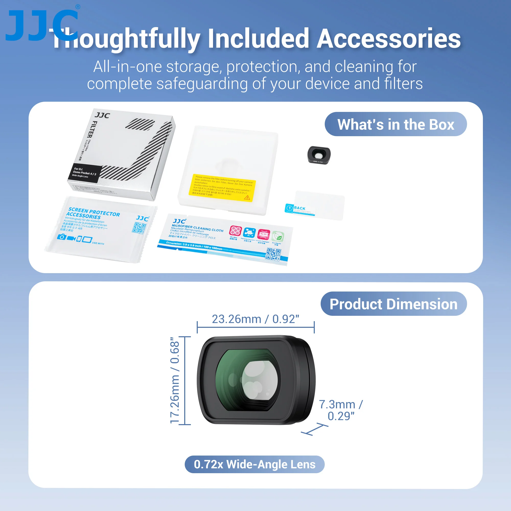 JJC F-P Serie Filter für DJI Osmo Pocket 4 3 Objektiv Magnetischer Filter 0,72x Weitwinkelobjektiv CPL UV-Filter ND2-32 Variabler Filter – Detail 11