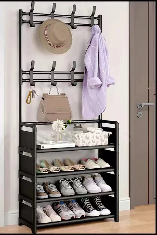 Integrated Shoe Rack for Coat Hat Hanger,Bedroom  Shoe Cabinet, Bag Storage