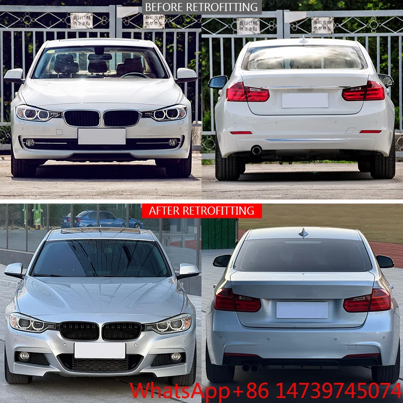 2013-2019 3 Series F30 F35 MT Style Body Kit Bolt-On Front Rear Bumper With Fog Light Exterior Tuning PartsCar Parts Body Kit