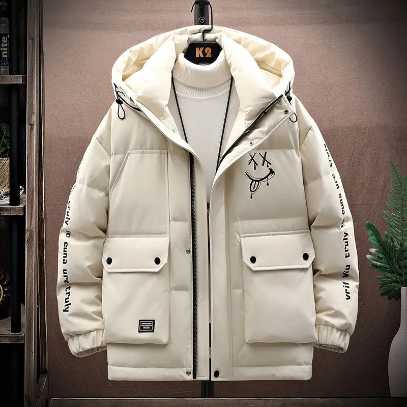 2023 New Cotton-Padded Coat Men Winter Coat Thickened Padded Jacket Youth Middle School Student Down Men Clothing Trend