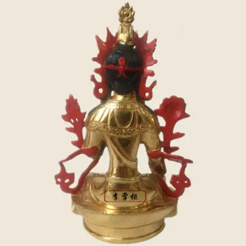 21cm Handpainted gilt bronze statue Buddha Divinity Bodhisattva white Tara